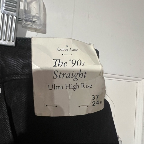 Abercrombie The '90s Straight Ultra High Rise Jeans Black CURVE LOVE Size 37 24S - Picture 5 of 16